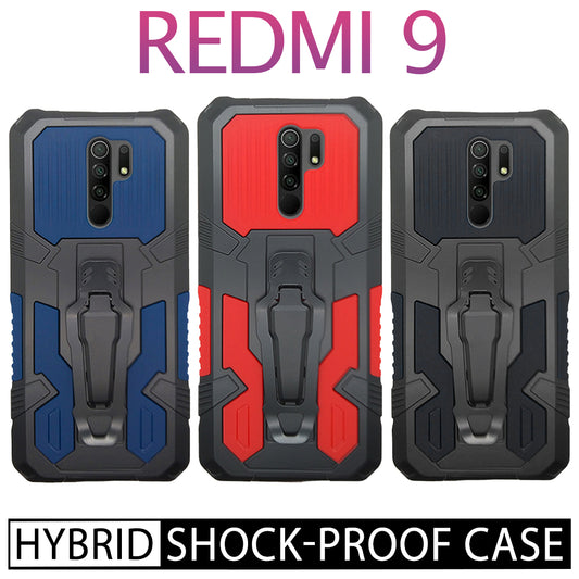 iCrystal Hybrid Anti Shock Case with Holder and Stand for Redmi 9