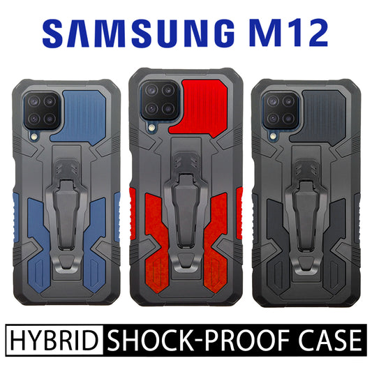 iCrystal Hybrid Anti Shock Case with Holder and Stand for Samsung M12
