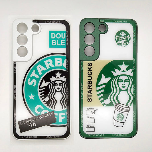 S22 Starbucks Series High Quality Perfect Cover Full Lens Protective Transparent TPU Case For Samsung S22