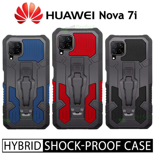 iCrystal Hybrid Anti Shock Case with Holder and Stand for Huawei Nova 7i