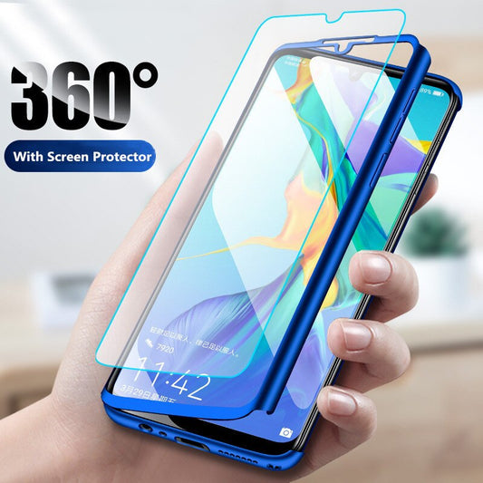 360° Case Cover for with a Free Screen Protector Tempered Glass for Huawei
