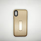 iPhone X / XS Stipe Hard Grip Suitcase type Back Cover with kick Stand Gold