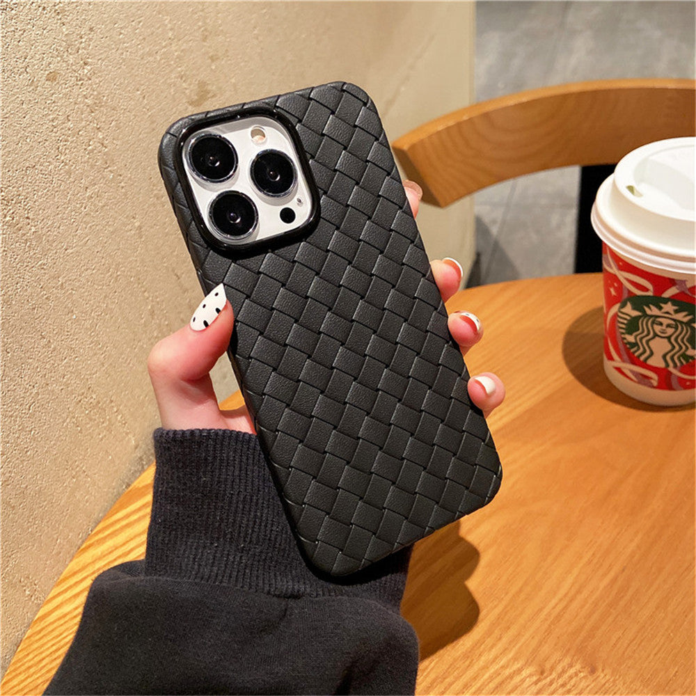 iPhone 13 Pro Cross Grid Weaving Pattern Design Silicone Case back Cover
