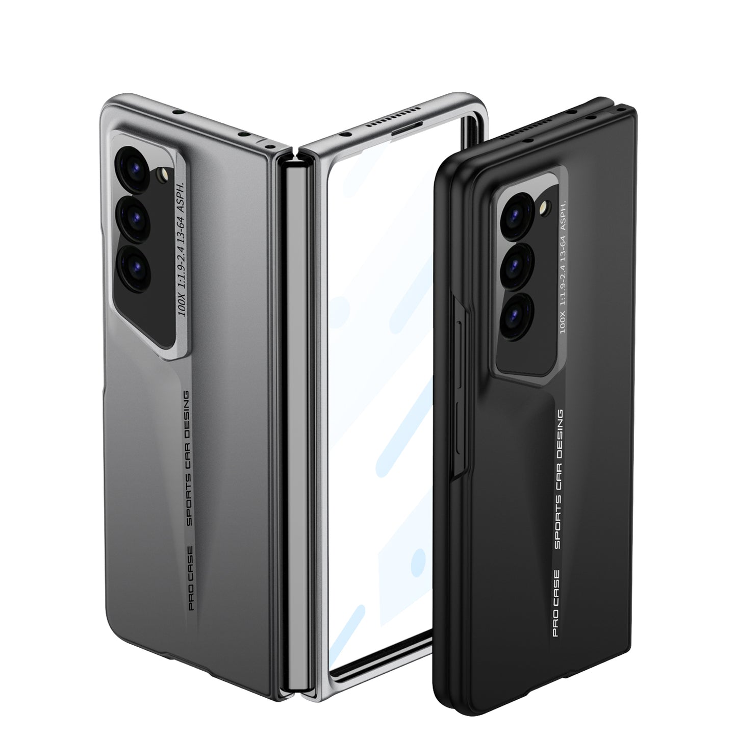 LEEKA Samsung Z Fold 5 case with Super Luxury Sport car fiber Pro case design with free inbuilt Screen Protector