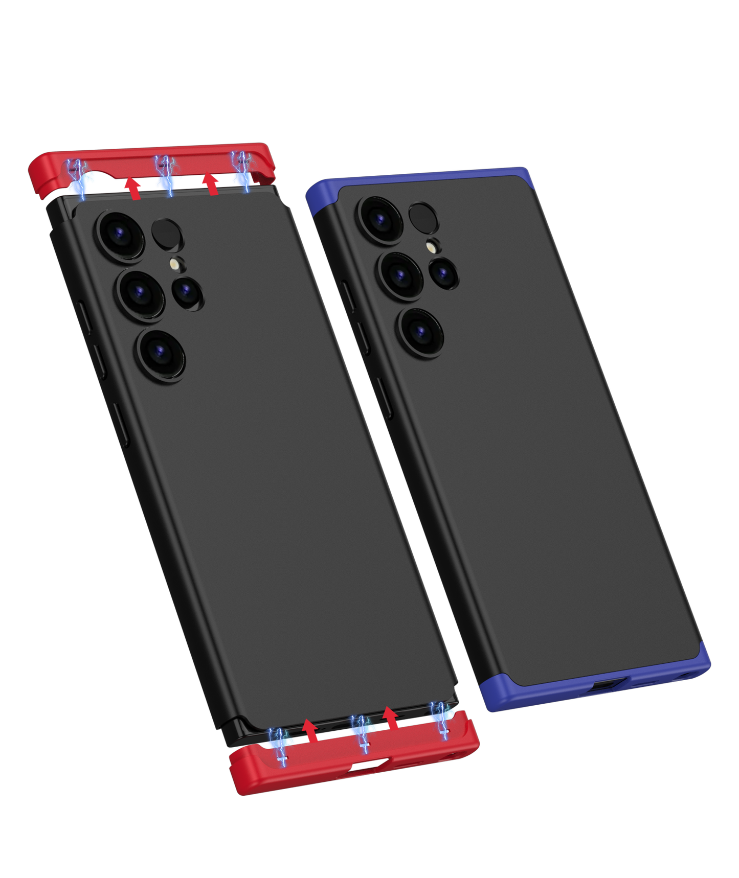 LEEKA Samsung S24 Ultra Full 3in1 Cover 360º Shockproof Armor Hard Matte PC Case