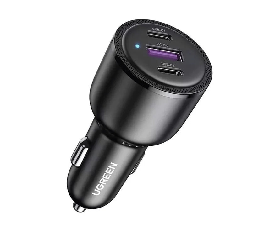 UGREEN 69W 2 X USB-C, 1 X USB Ports Car Charger (Black) – Model CD239 – Compact In-Car Fast Charging Power Adapter for Smartphones, Tablets and USB Devices