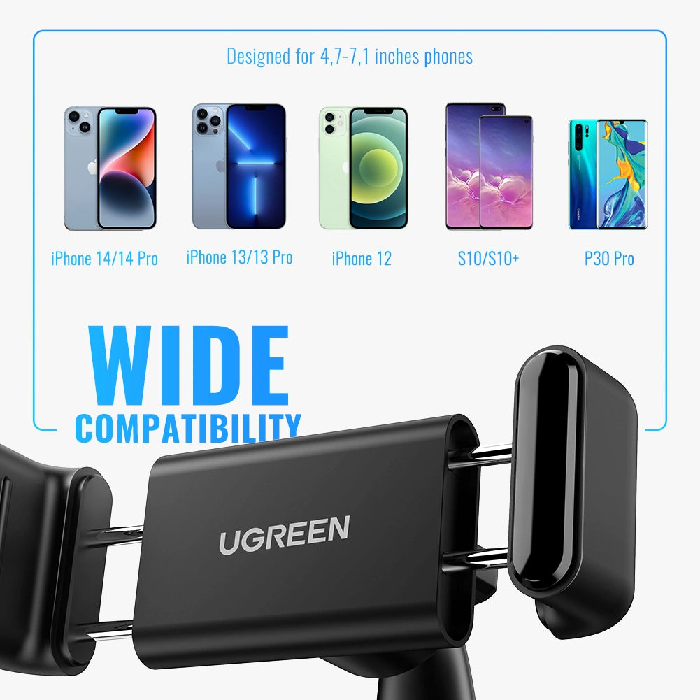 UGREEN Phone Holder for Car Dashboard – Model LP189 – Adjustable Hands-Free Stand or Mount for Phone, Tablet, Laptop, Desk, Car, Home and Office Use