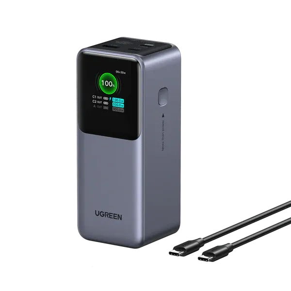 UGREEN Nexode 20000mAh 130W Smart Display Power Bank – Model PB721 – Portable Fast Charging Battery Pack for Smartphones, Tablets, Laptops and USB-Powered Devices