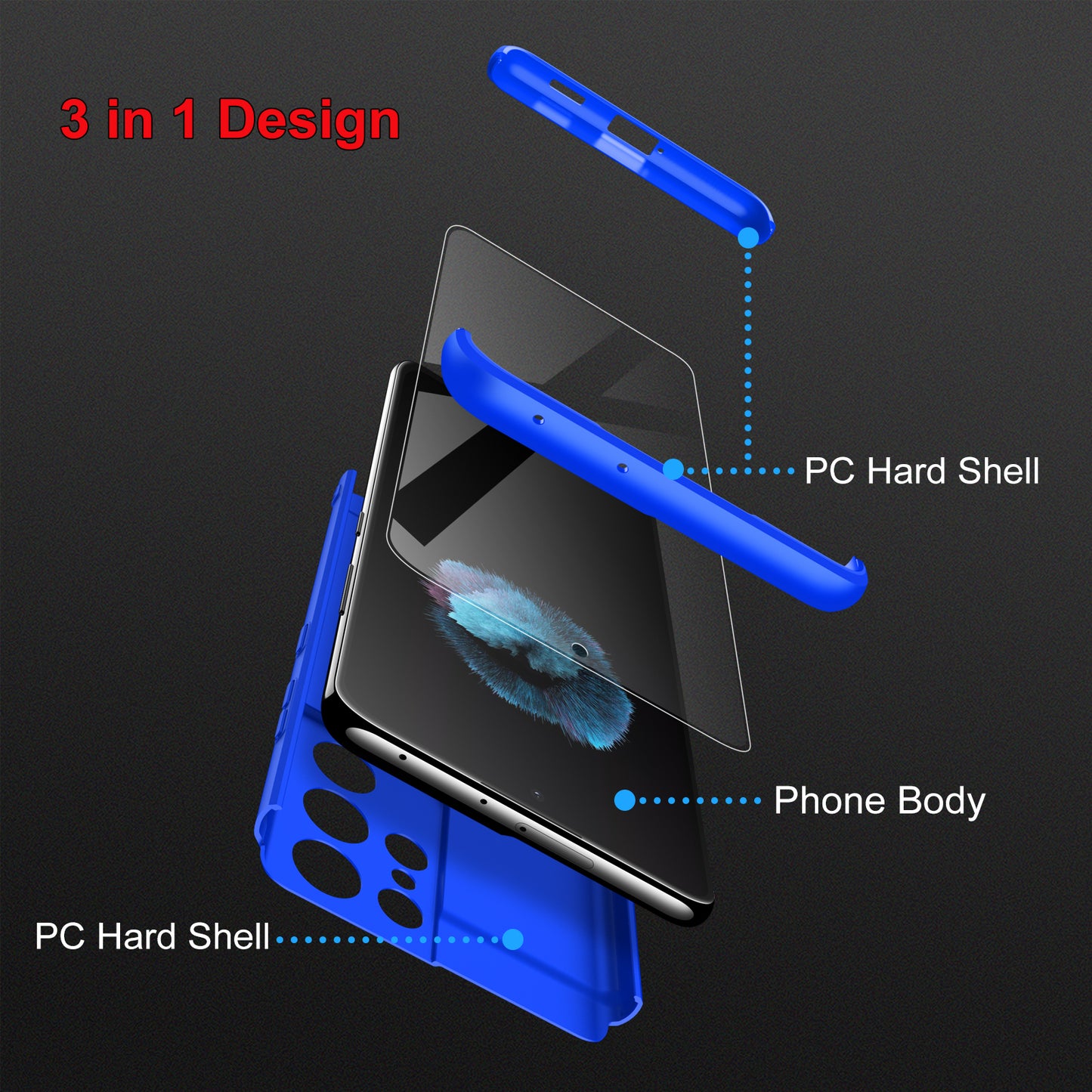 LEEKA Samsung S21 Ultra Full 3in1 Cover 360º Shockproof Armour Hard Matte PC Case