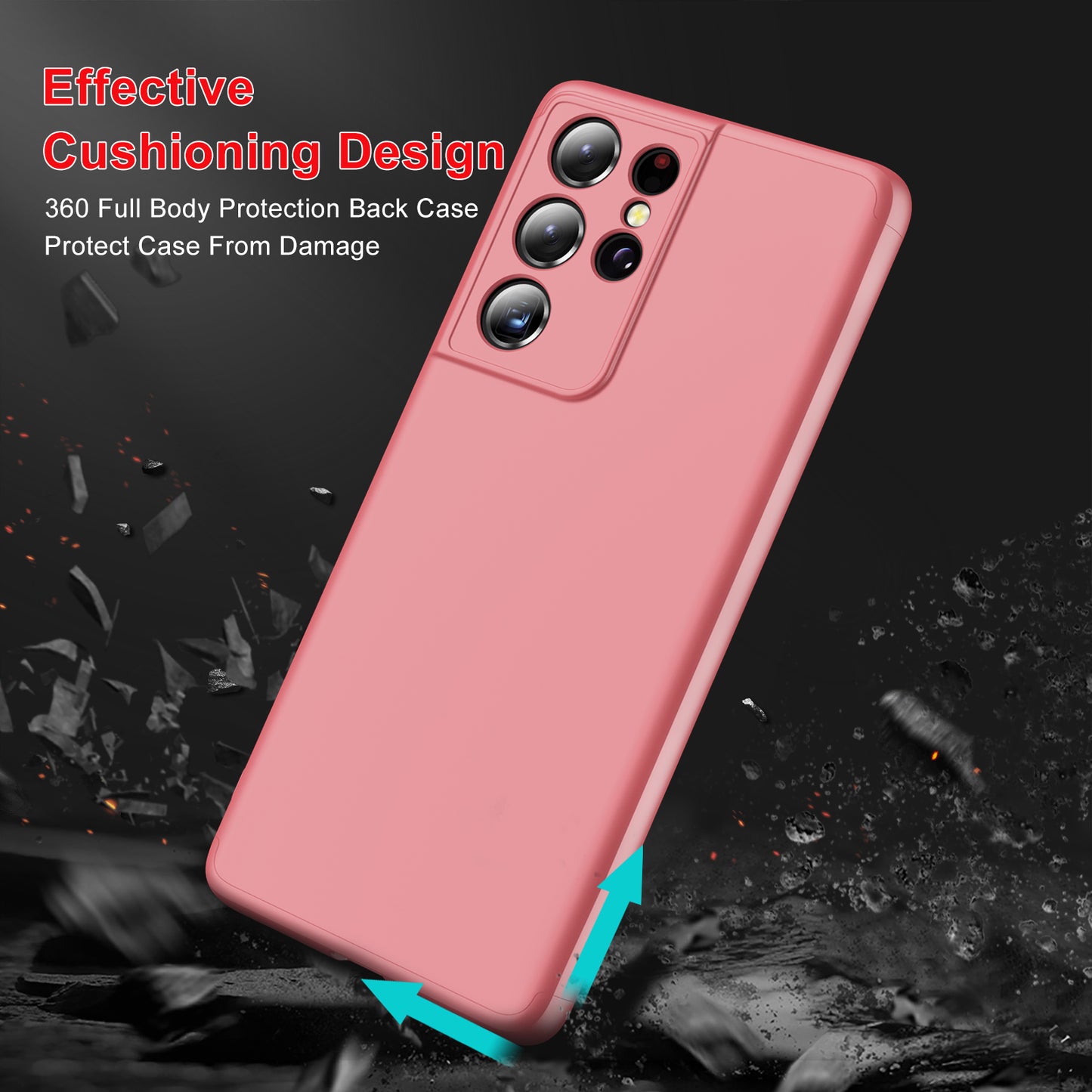 LEEKA Samsung S21 Ultra Full 3in1 Cover 360º Shockproof Armour Hard Matte PC Case