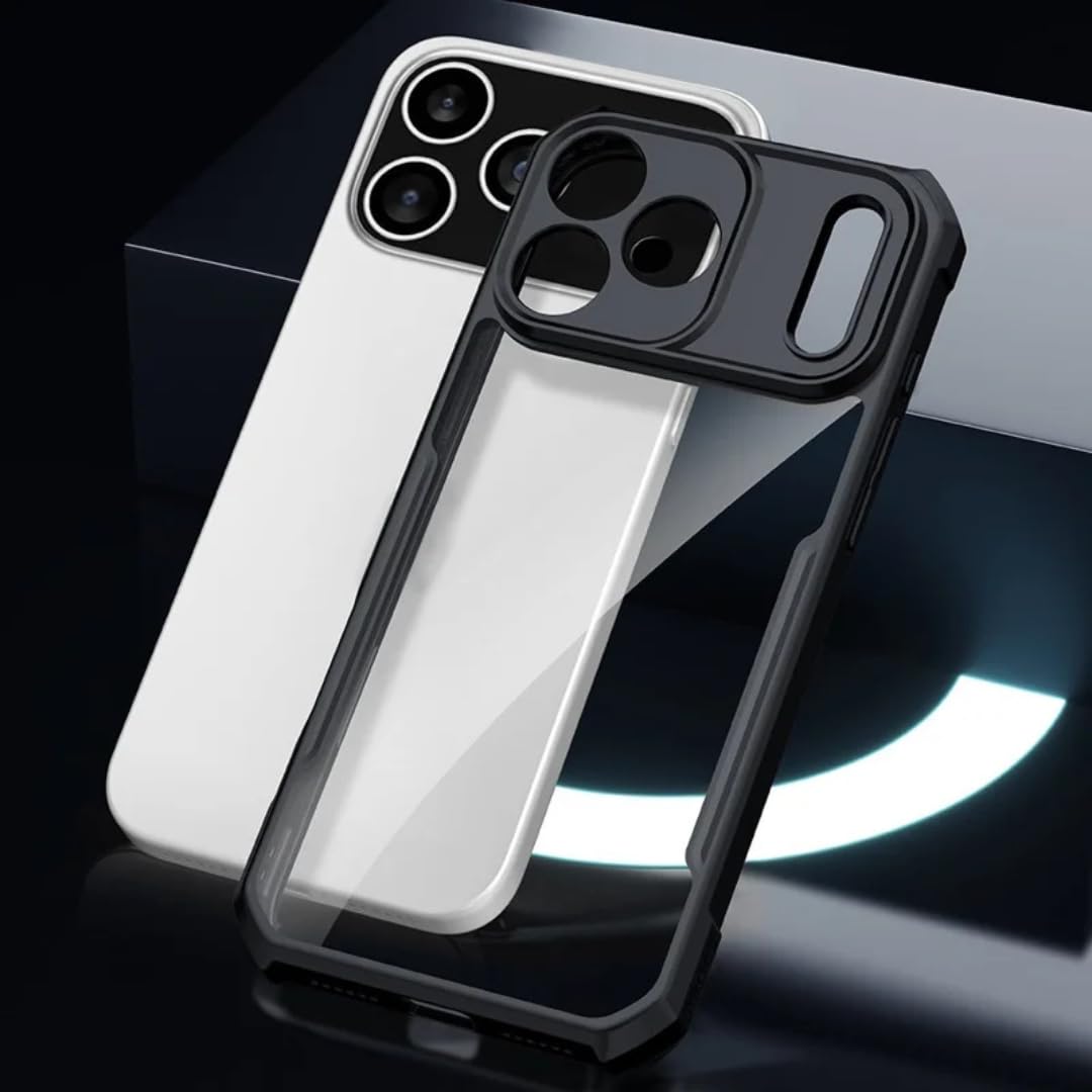 iPhone 17 Pro Shockproof Matte Black Border Aly Camera lens Protection back cover Case