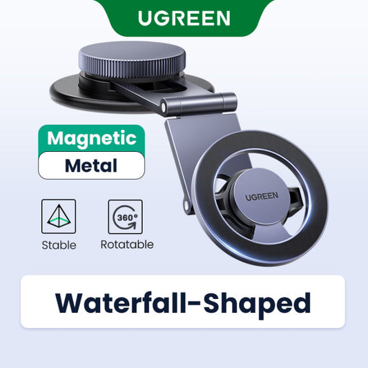 UGREEN Magnetic 360 Rotatable + Retractable Car Phone Holder Metal – Model LP865 – Adjustable Hands-Free Stand or Mount for Phone, Tablet, Laptop, Desk, Car, Home and Office Use