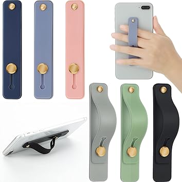 Adjustable Soft Coloured Phone Grip Holder with Finger Strap