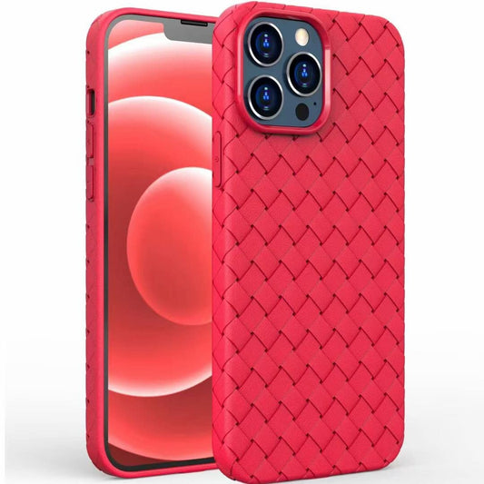 iPhone 12 Pro Max Cross Grid Weaving Pattern Design Silicone Case back Cover