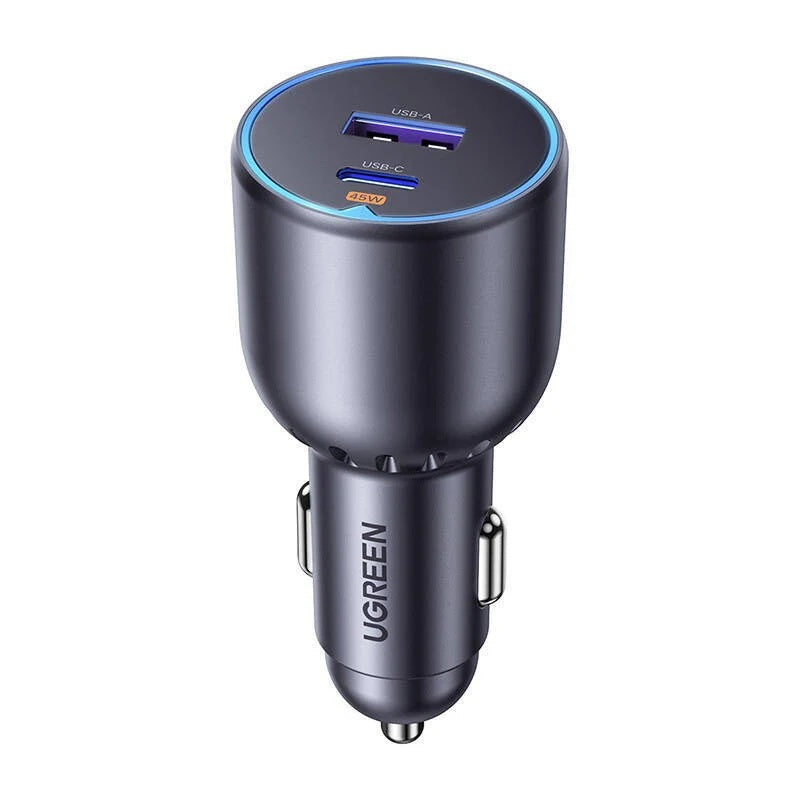 UGREEN 63W USB-C + USb Fast Car Charger - Black – Model EC701 – Compact In-Car Fast Charging Power Adapter for Smartphones, Tablets and USB Devices