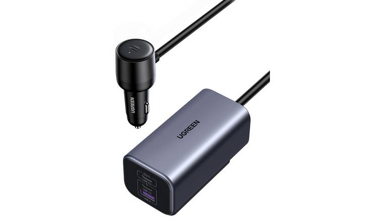 UGREEN 150W GaN 3xType-C and 1xUSB Port Car Charger with 1m Cable Length – Model EC706 – Compact In-Car Fast Charging Power Adapter for Smartphones, Tablets and USB Devices