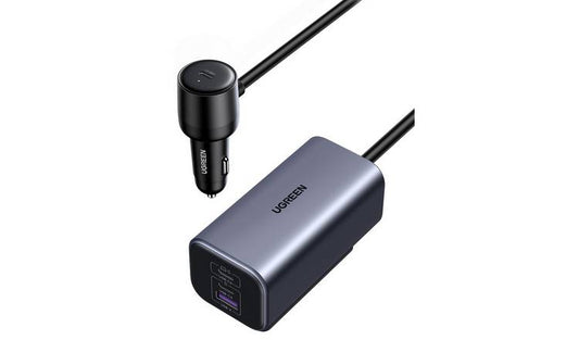 UGREEN 150W GaN 3xType-C and 1xUSB Port Car Charger with 1m Cable Length – Model EC706 – Compact In-Car Fast Charging Power Adapter for Smartphones, Tablets and USB Devices
