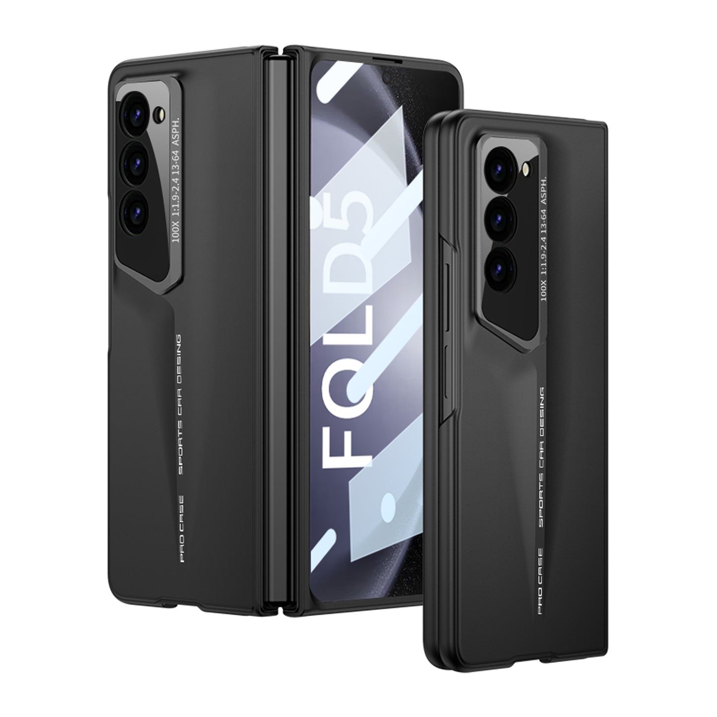 LEEKA Samsung Z Fold 5 case with Super Luxury Sport car fiber Pro case design with free inbuilt Screen Protector