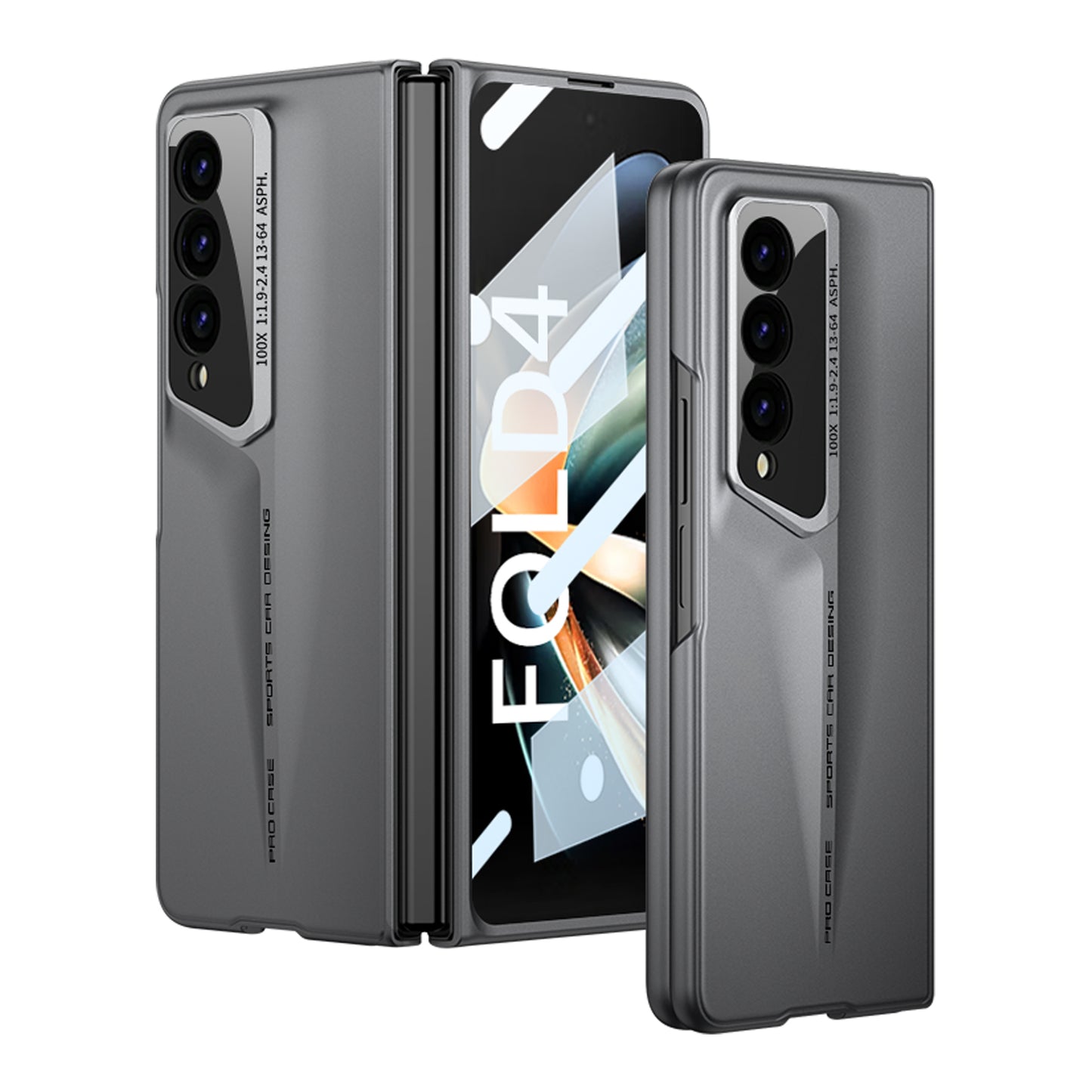 LEEKA Samsung Z Fold 4 case with Super Luxury Sport car fiber Pro case design with free inbuilt Screen Protector