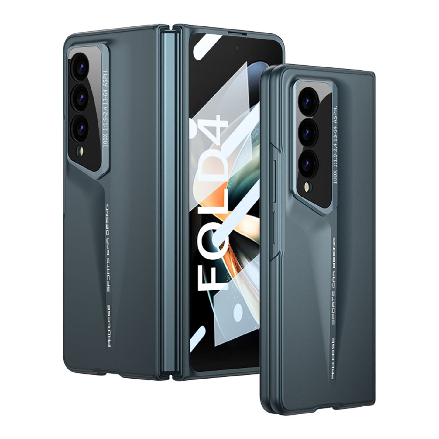 LEEKA Samsung Z Fold 4 case with Super Luxury Sport car fiber Pro case design with free inbuilt Screen Protector