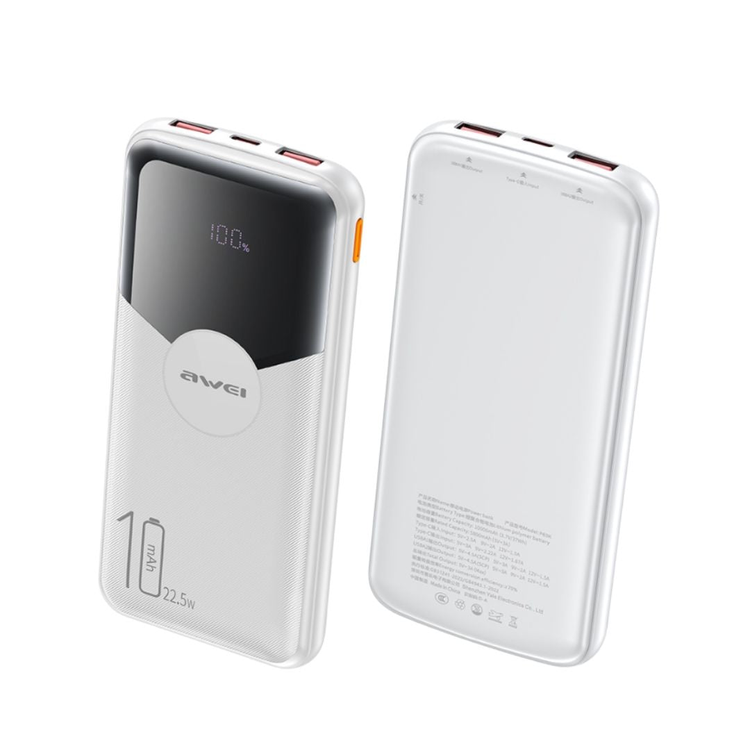 AWEI P63K 10000mAh LCD Power Bank White