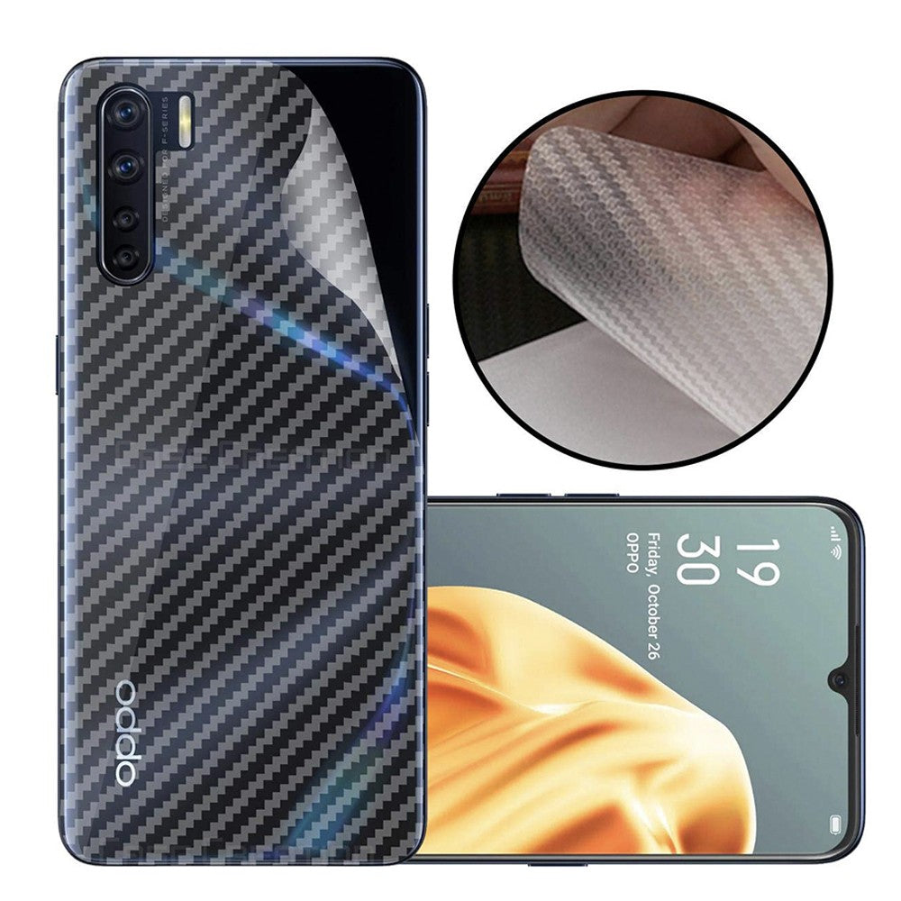 Combo Pack of Tempered Glass Screen Protector, Carbon Fiber Back Sticker, Camera lens Clear Glass Bundel for OPPO F15