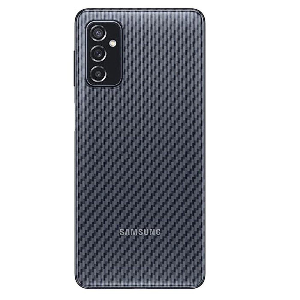 Combo Pack of Tempered Glass Screen Protector, Carbon Fiber Back Sticker, Camera lens Clear Glass Bundel for Samsung M52