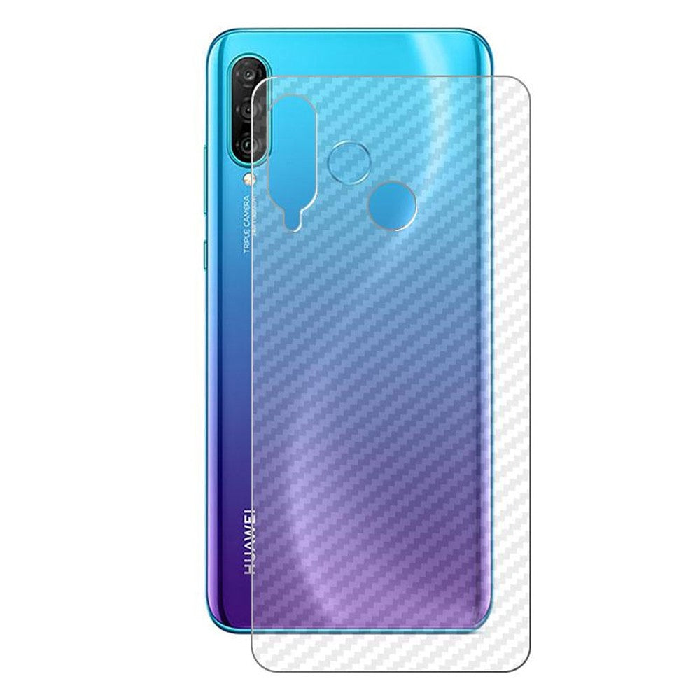 Combo Pack of Tempered Glass Screen Protector, Carbon Fiber Back Sticker, Camera lens Clear Glass Bundel for Huawei P30 lite