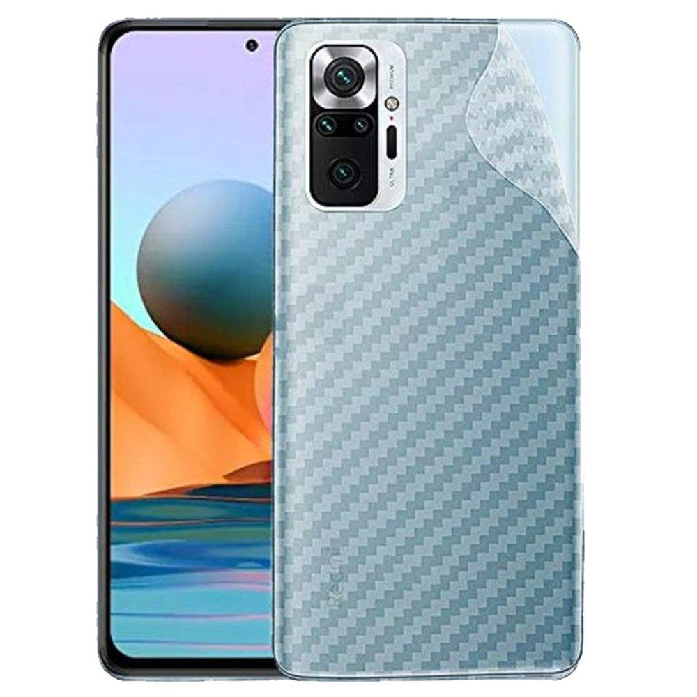 Combo Pack of Tempered Glass Screen Protector, Carbon Fiber Back Sticker, Camera lens Clear Glass Bundel for Redmi Note 10 Pro