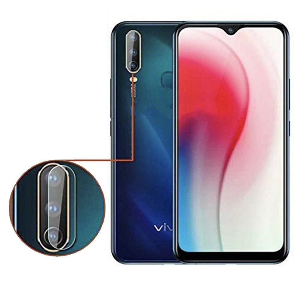 Combo Pack of Tempered Glass Screen Protector, Carbon Fiber Back Sticker, Camera lens Clear Glass Bundel for Vivo Y12