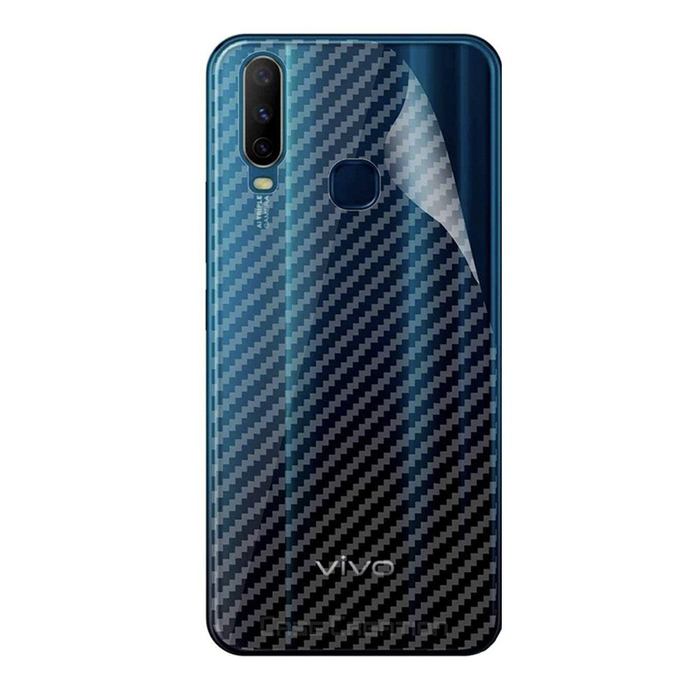 Combo Pack of Tempered Glass Screen Protector, Carbon Fiber Back Sticker, Camera lens Clear Glass Bundel for Vivo Y12
