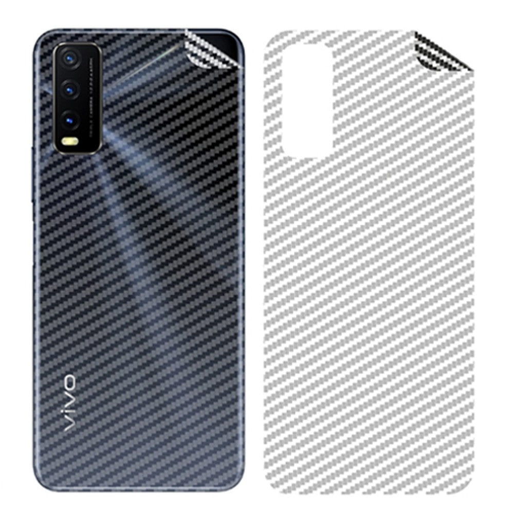 Combo Pack of Tempered Glass Screen Protector, Carbon Fiber Back Sticker, Camera lens Clear Glass Bundel for Vivo Y20