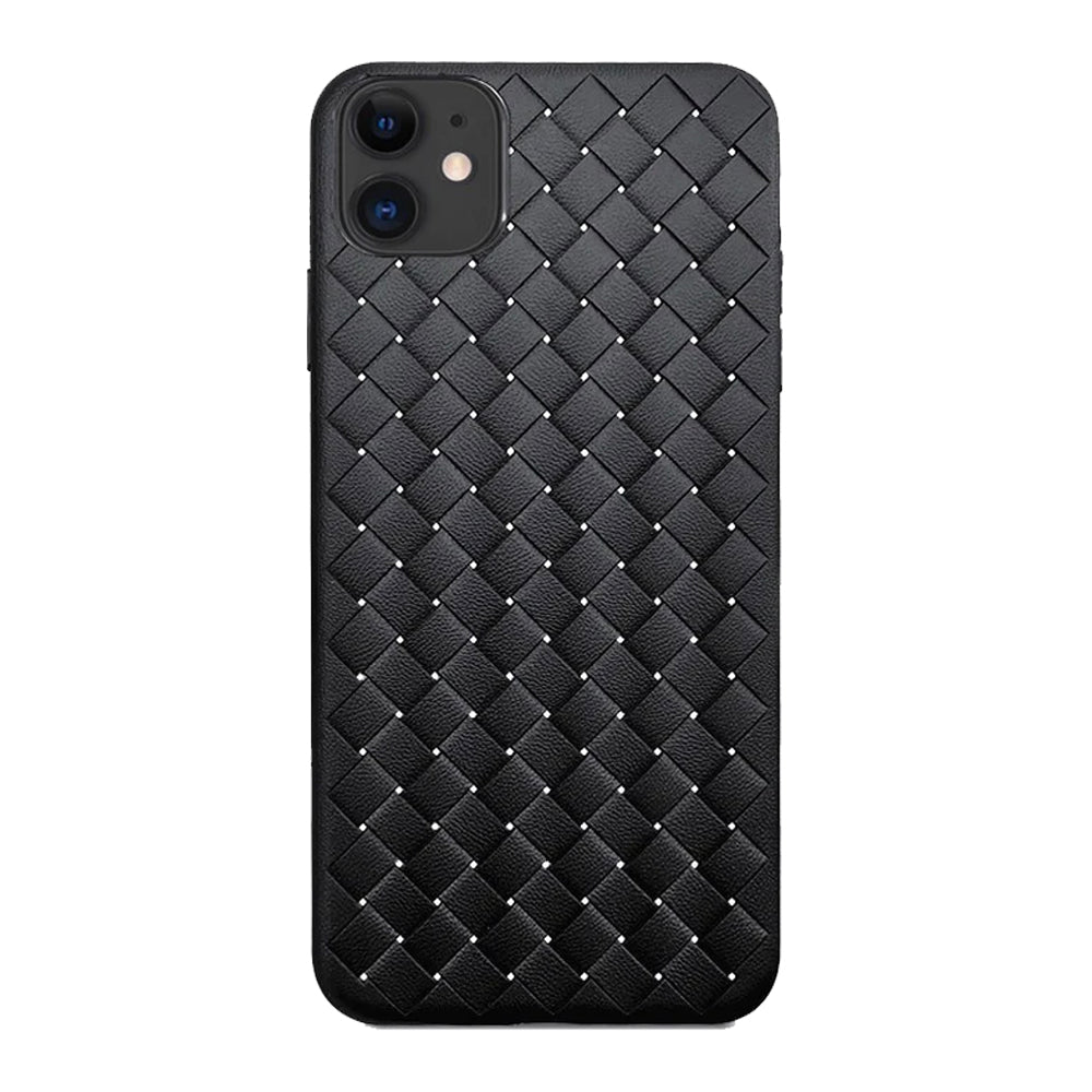 iPhone 11 Cross Grid Weaving Pattern Design Silicone Case back Cover