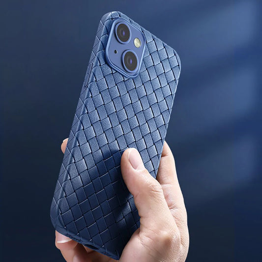 iPhone 13 Cross Grid Weaving Pattern Design Silicone Case back Cover