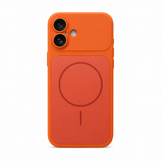 iPhone 16 Orange Back Case - Slim Fit Shockproof Protective Silicone Phone Cover
