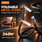 LEEKA 240W USB-C to USB-C Braided Fast Charging & Data Sync Cable with Adjustable Foldable Metal Phone Stand + USB-A Charging Adapter Included – 1.5m for Smartphones, Tablets & Laptops