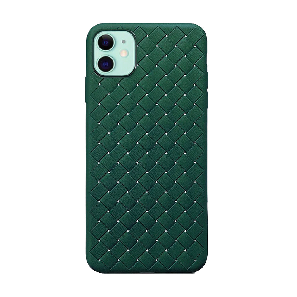 iPhone 11 Cross Grid Weaving Pattern Design Silicone Case back Cover
