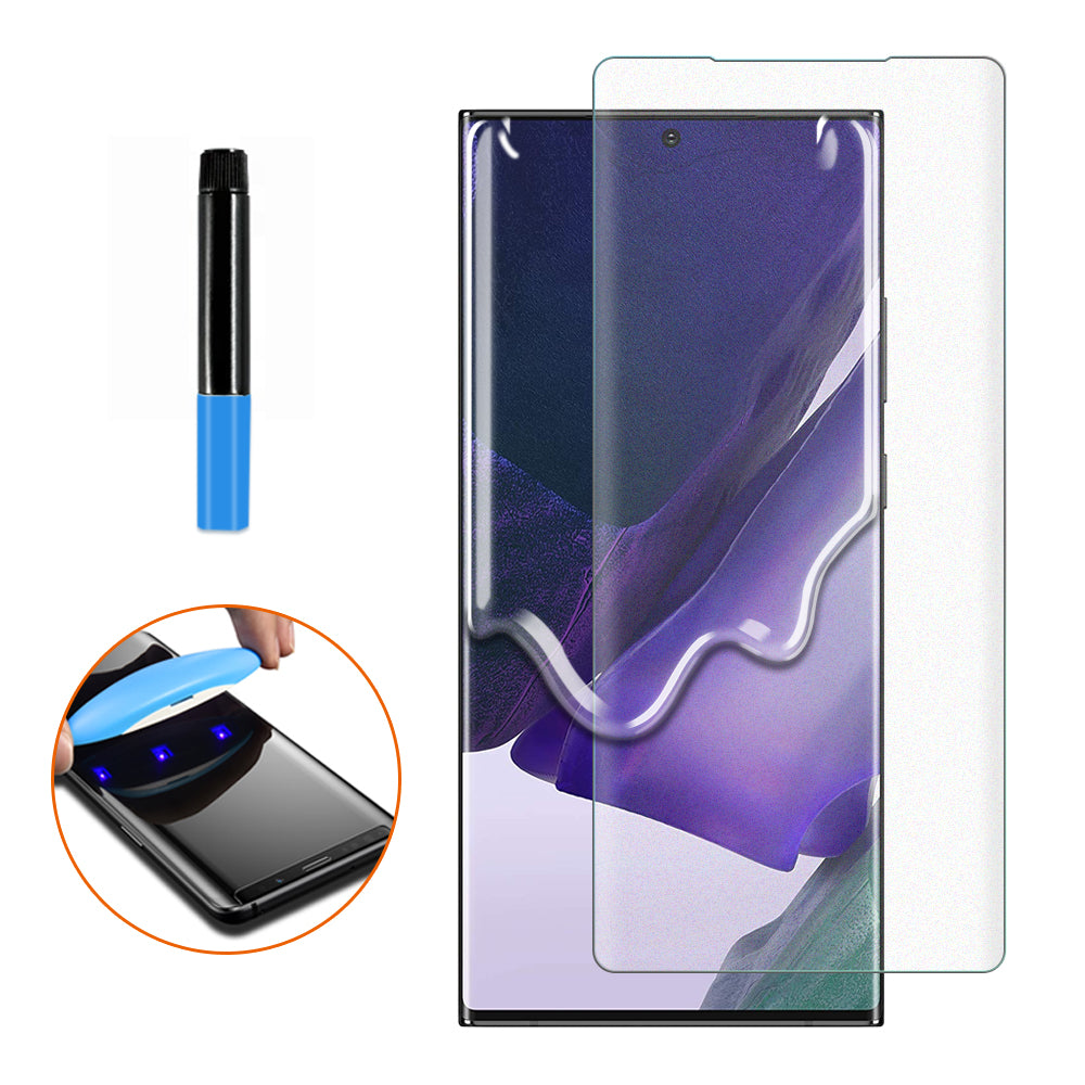 Pack of UV Glue Full Screen Protector Tempered Glass + Carbon Back Sticker and Camera Lens Protection for Samsung S21