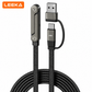 LEEKA 240W USB-C to USB-C Braided Fast Charging & Data Sync Cable with Adjustable Foldable Metal Phone Stand + USB-A Charging Adapter Included – 1.5m for Smartphones, Tablets & Laptops