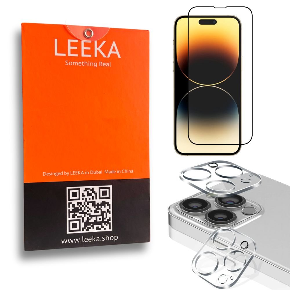 LEEKA Apple iPhone 14 Pro Supreme Quality HD Tempered Glass & Camera Lens Glass Screen Protector