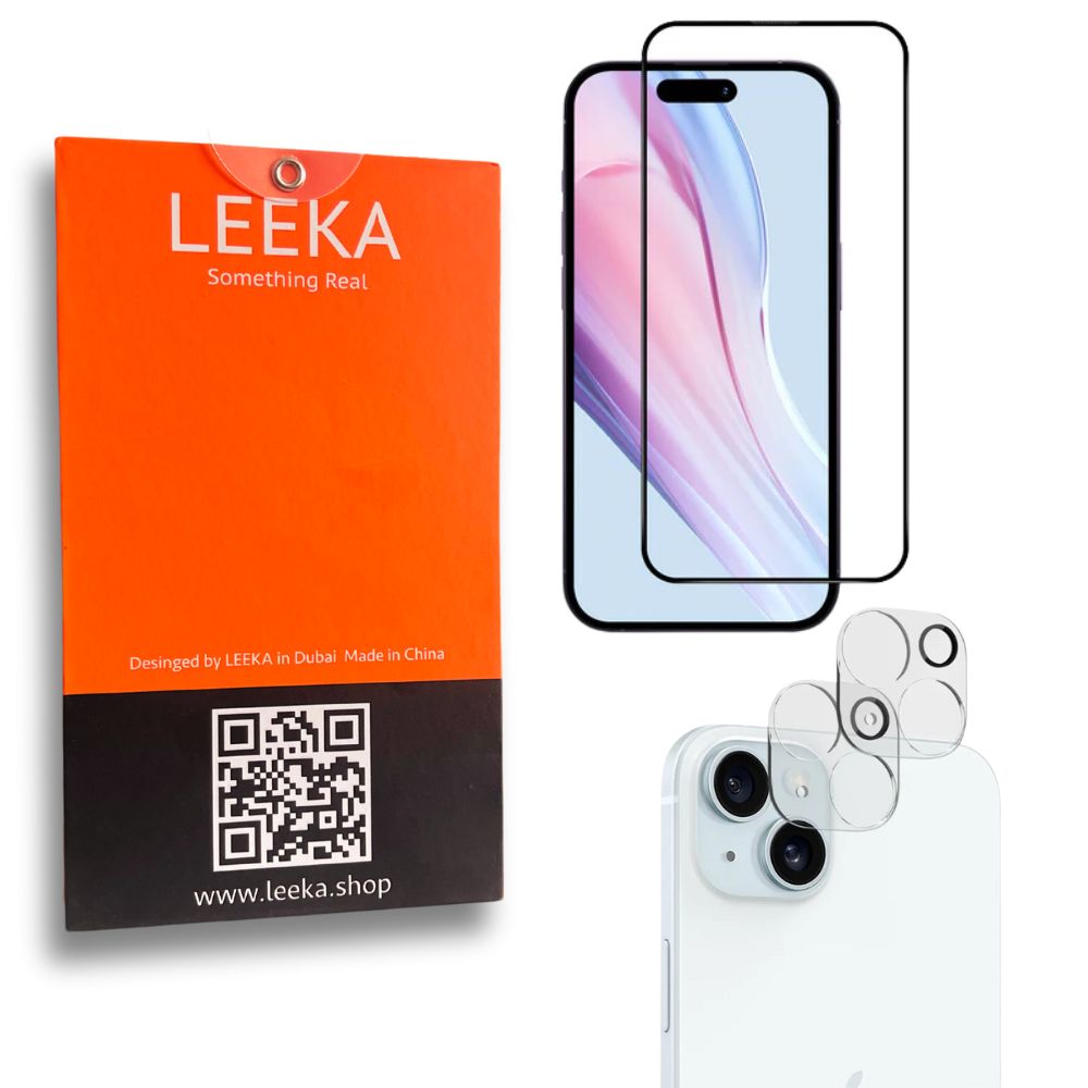 LEEKA Apple iPhone 15 Supreme Quality HD Tempered Glass & Camera Lens Glass Screen Protector