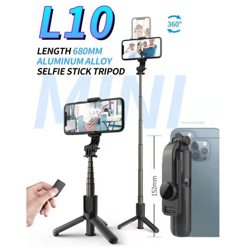 360-Degree Mini Bluetooth Selfie Stick with Built-In Beauty Light and Tripod Stand