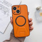 iPhone 14 Plus Magsafe Wireless Charging Mobile Phone Leather Case Buckle Ring Stand Back Cover