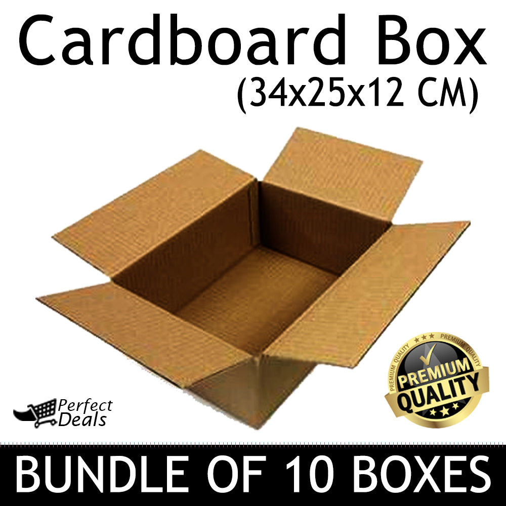 Super Strong 3-Ply Cardboard Box for Shipping, Storage & Packing – 34×25×12 cm