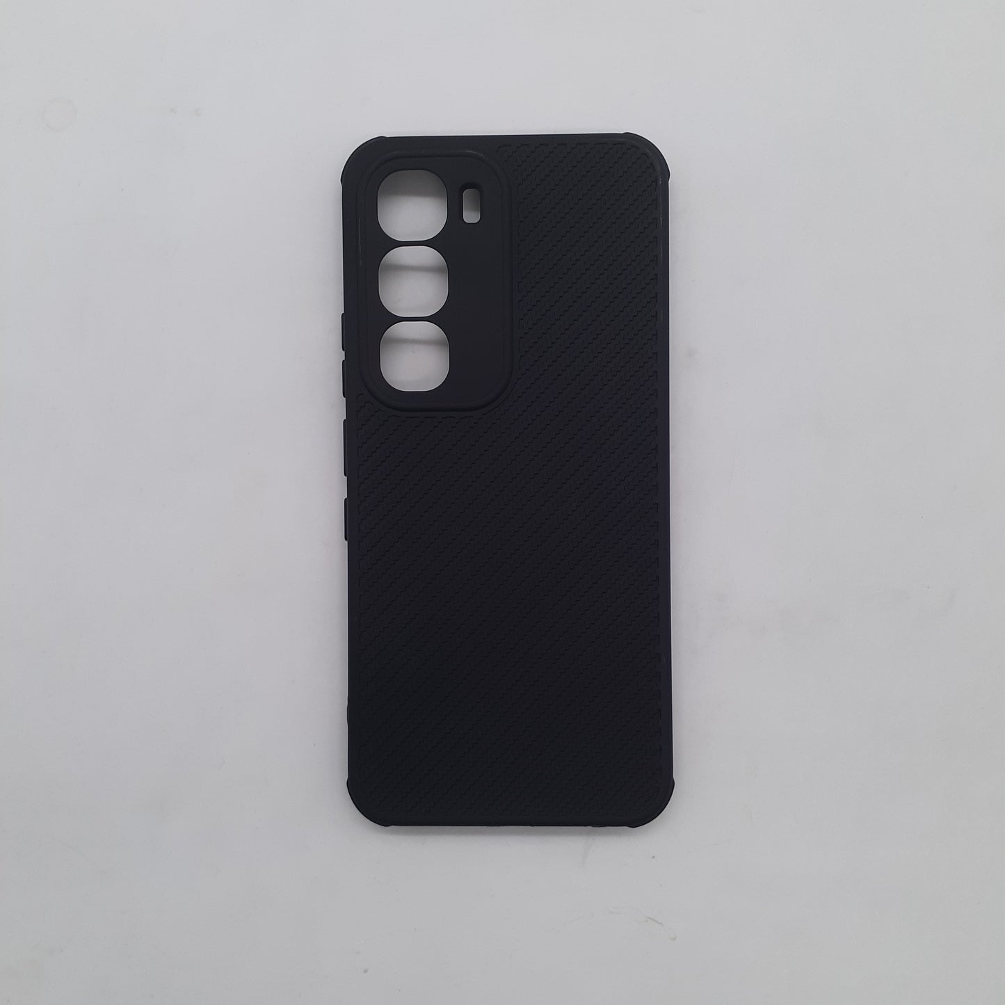 infinix Hot 60 Pro Carbon Fiber texture Hard Rubber armour back cover shock-porof case