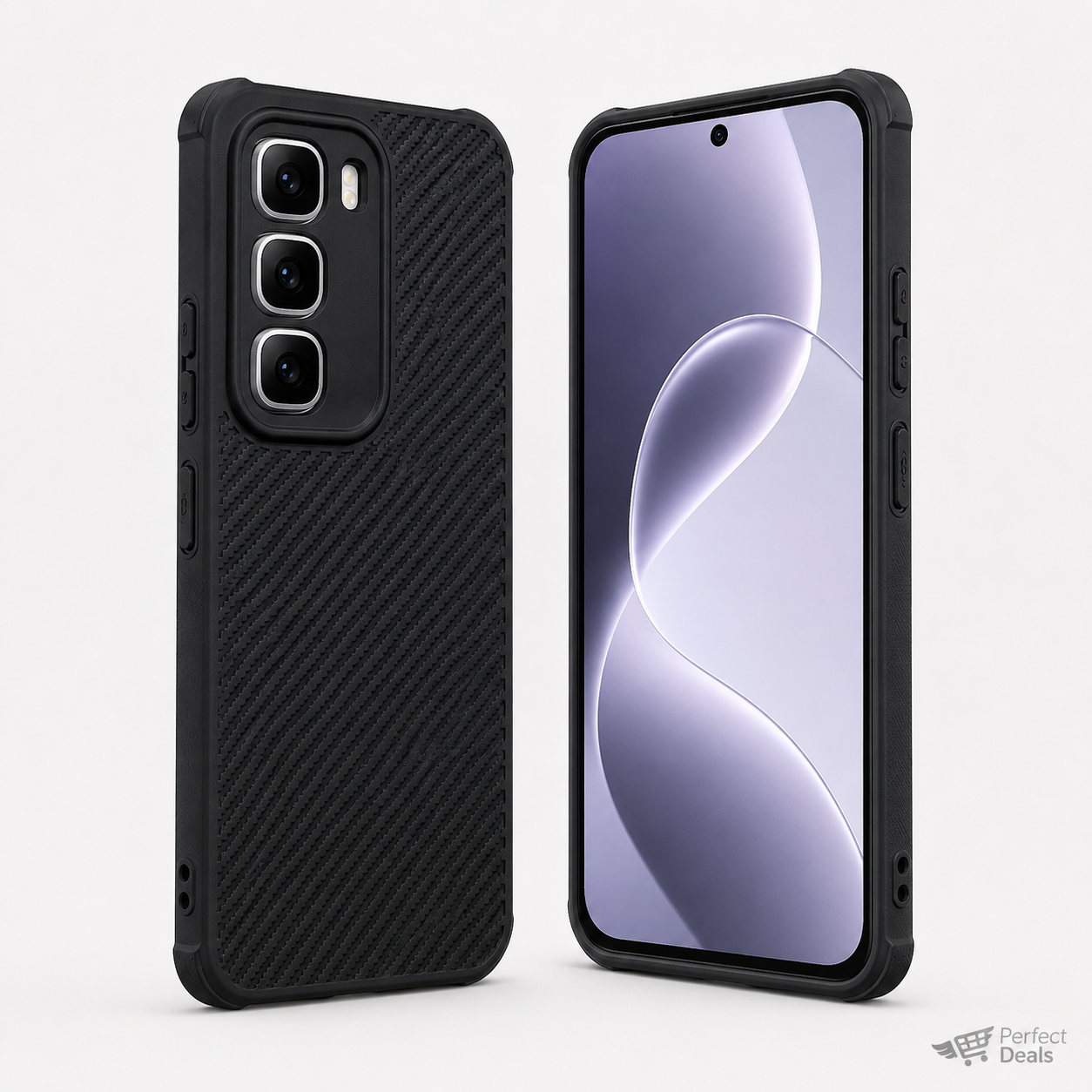 infinix Hot 60 Pro Plus Carbon Fiber texture Hard Rubber armour back cover shock-porof case