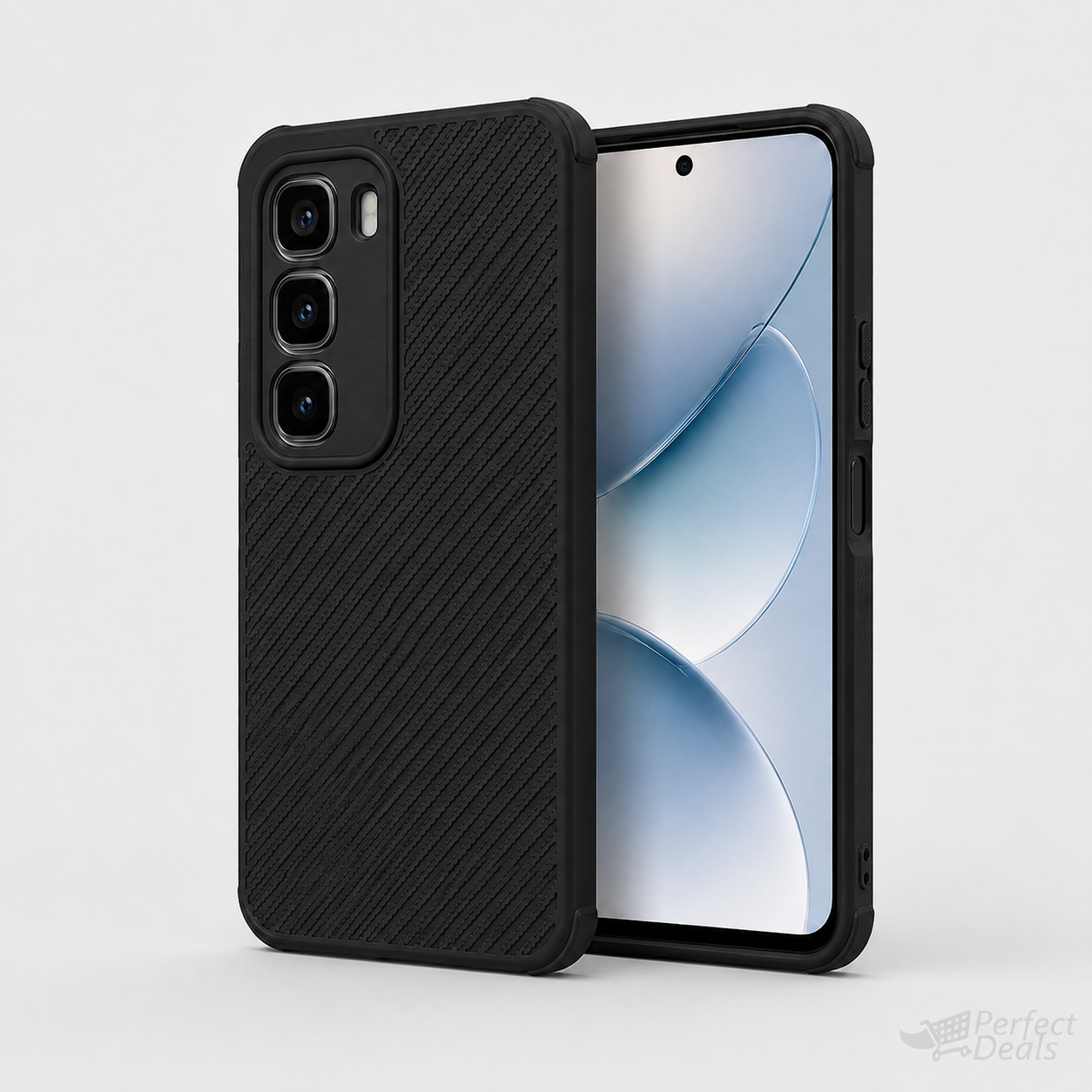 infinix Hot 60i Carbon Fiber texture Hard Rubber armour back cover shock-porof case