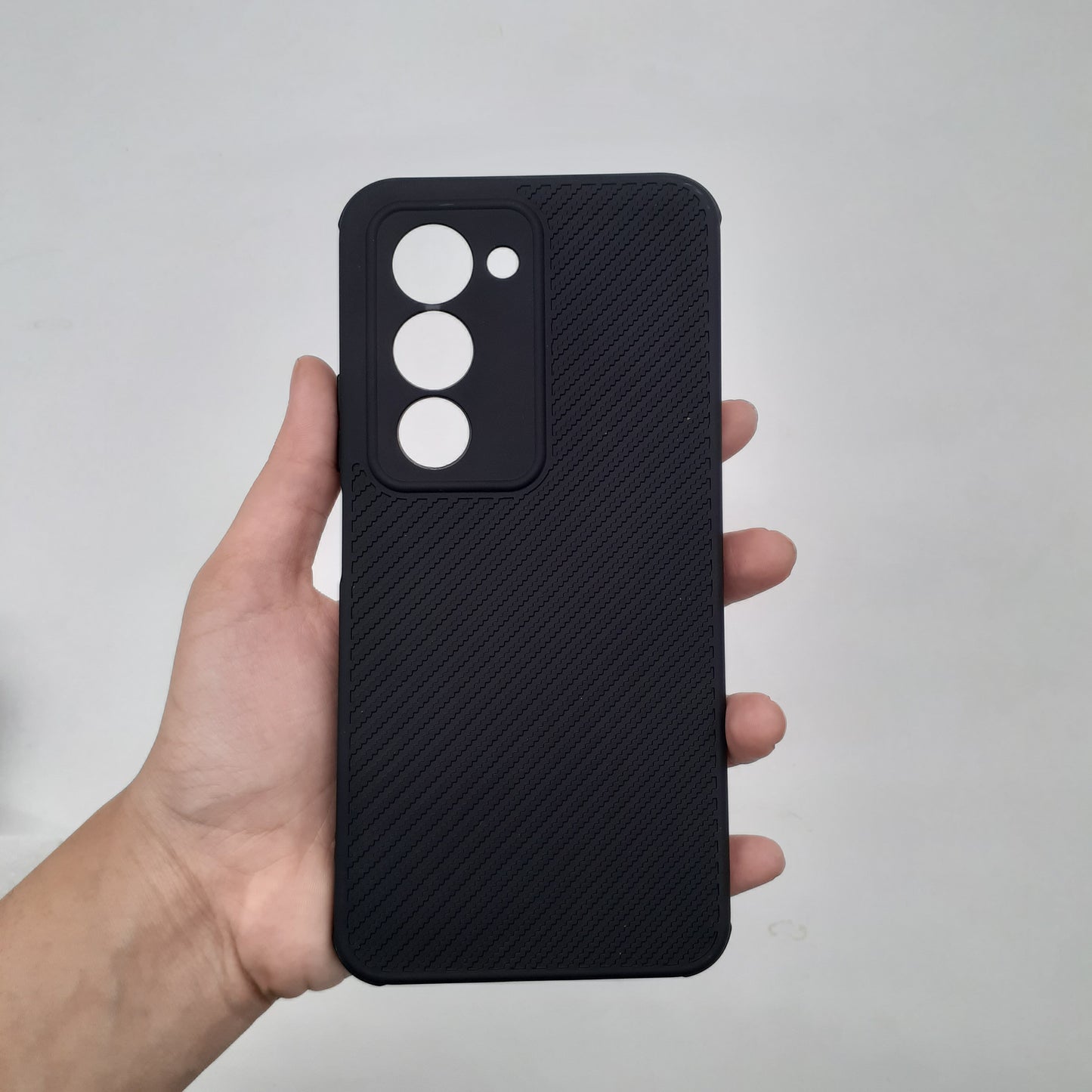 Redmi 15 4G Carbon Fiber texture Hard Rubber armour back cover shock-porof case