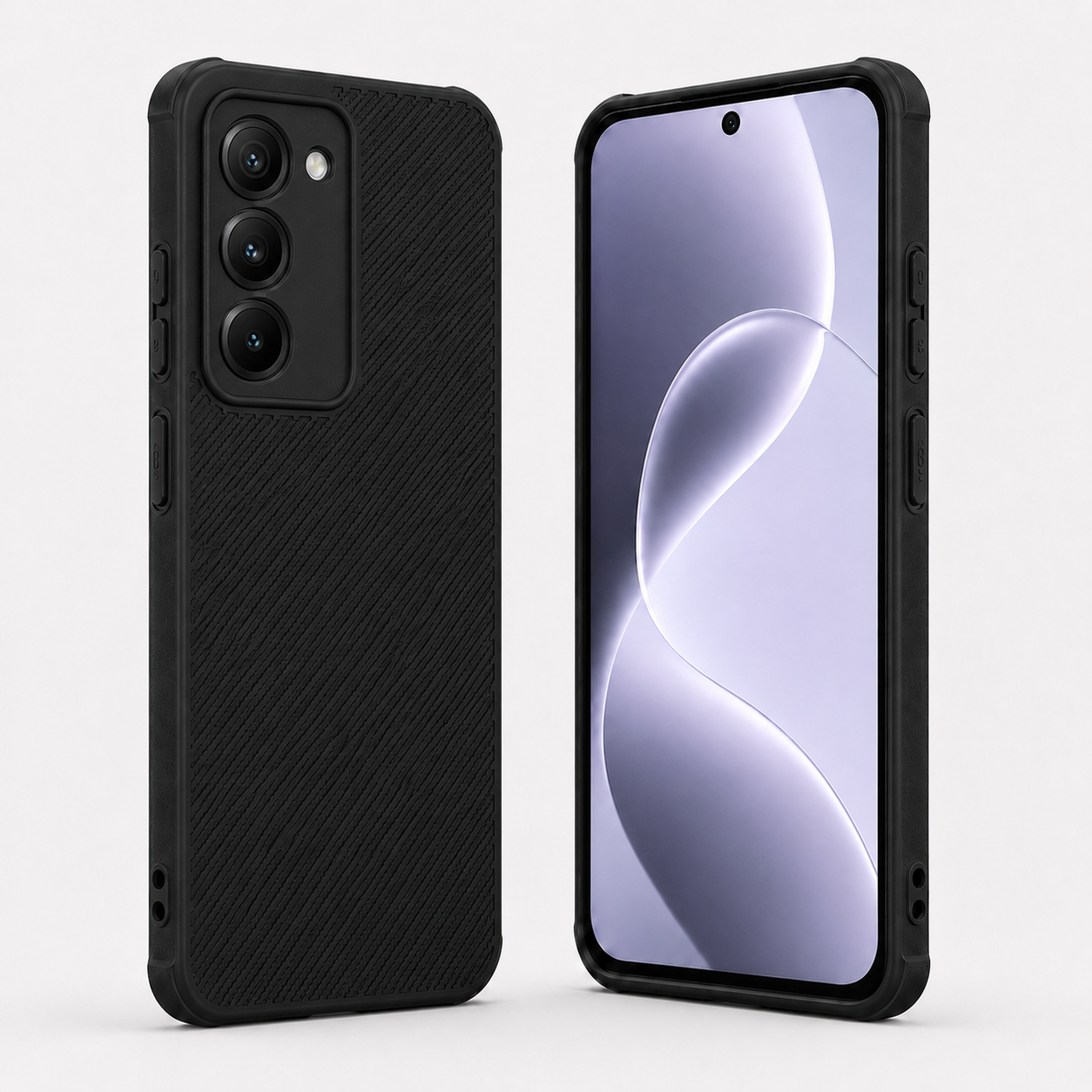 Redmi 15 5G Carbon Fiber texture Hard Rubber armour back cover shock-porof case