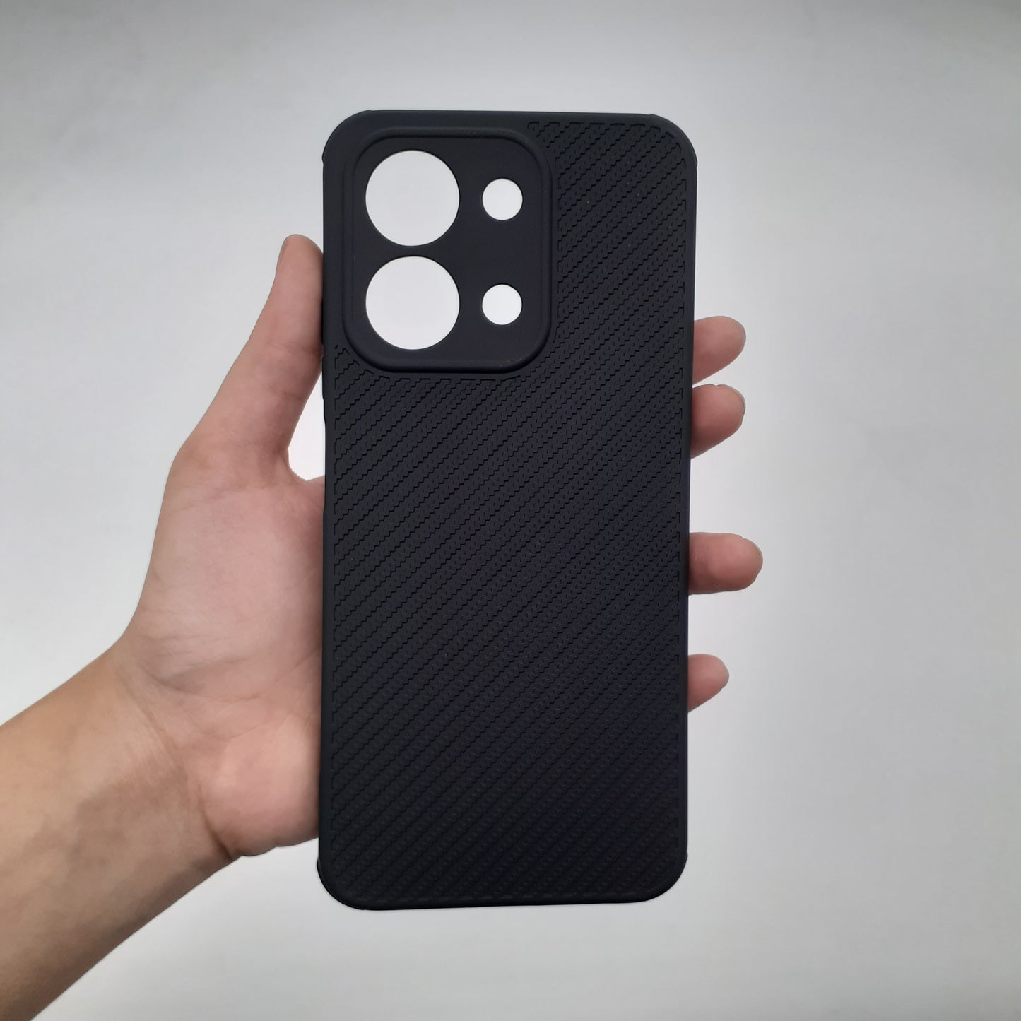 Redmi 15C Carbon Fiber texture Hard Rubber armour back cover shock-porof case